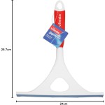 Vileda window wiper, flexible, non-slip handle, ergonomic design, white and red color scheme, dimensions: 3.6 x 24 x 26.7 cm. (Item number 151150)